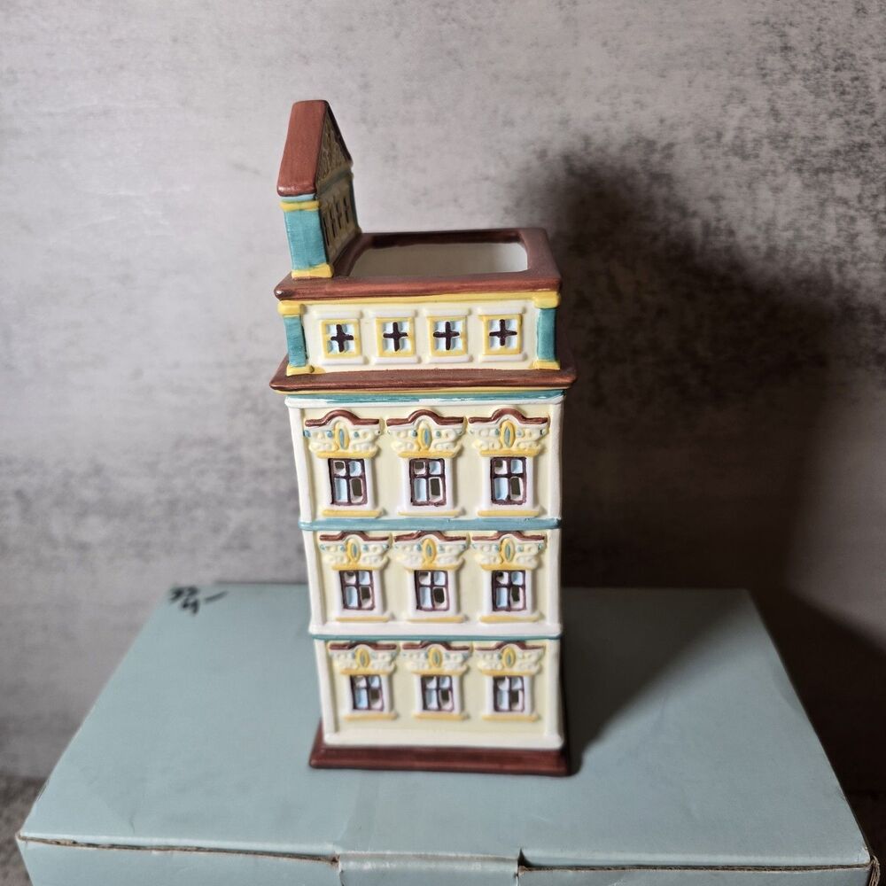 PartyLite Cafe Amsterdam Tealight House P8275 Hand Painted Retired Cottagecore - Picture 5 of 5